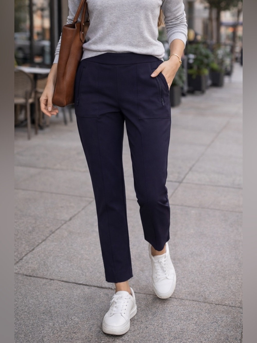 Lane Bryant Navy Pull-On Stretch Pants Sz 16 Slim Ankle Work Casual